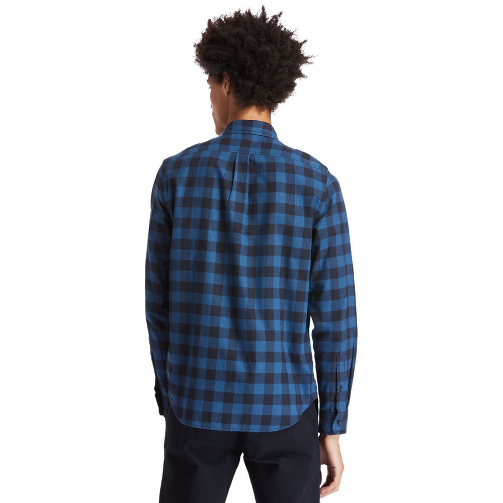 Timberland Mens Shirts Nashua River Long-Sleeve Flannel Check - Navy - India SD3670529